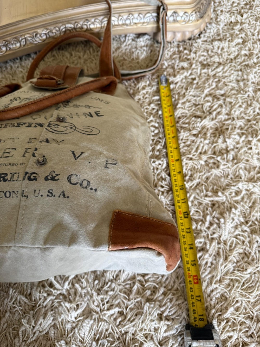 Myra Bag Upcycled Gerster Canvas Convertible Bag Genuine Leather Accents - Picture 10 of 11